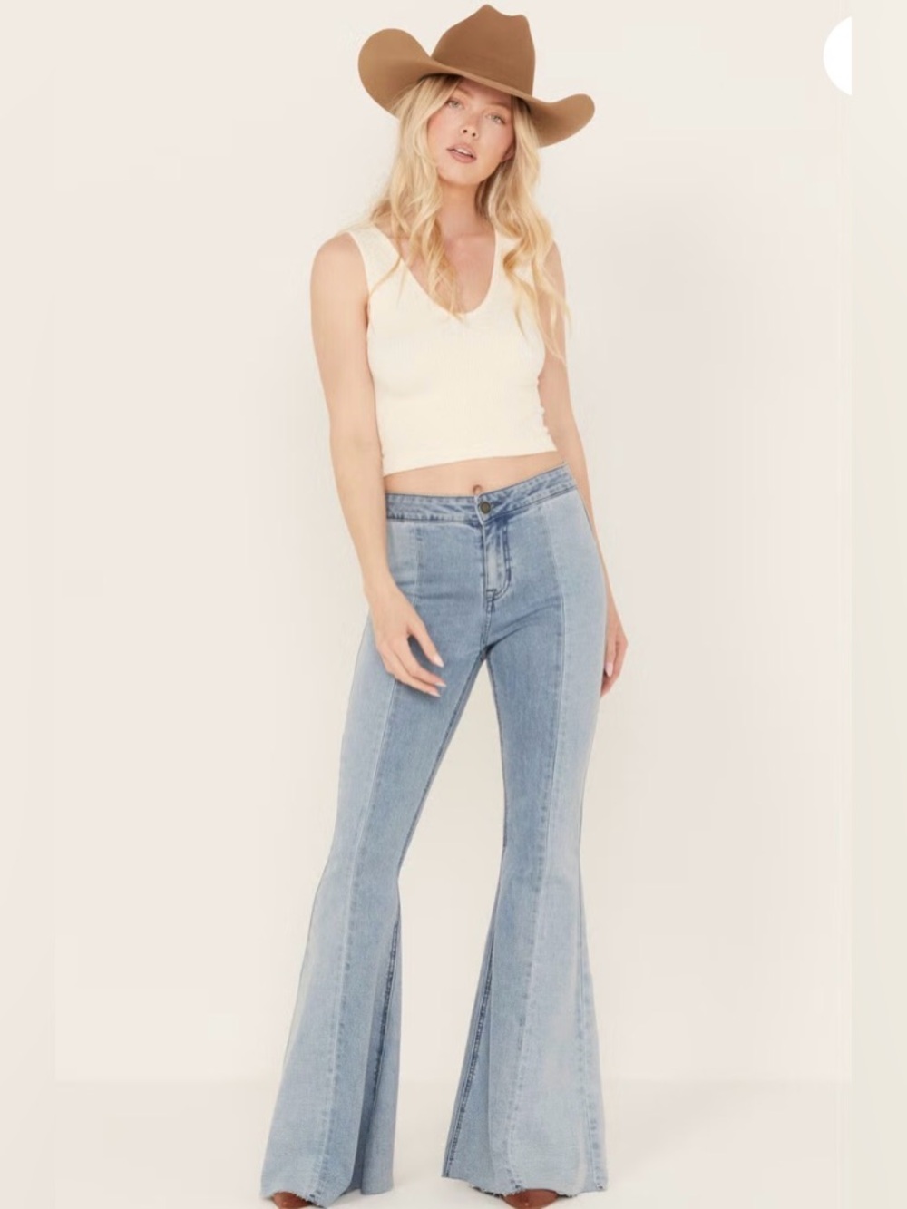 Rock & Roll Denim Two-Tone Bargain Button Bell Flare Jeans